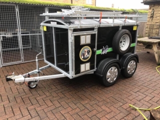 4 berth dog trailer Dog Trecker, dog trailer manufactured by KM Dog Boxes