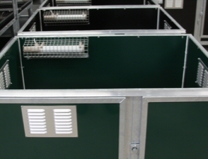Luxury Dog Cabin interior - dog kennel Dog kennels manufactured by KM Dog Trailers